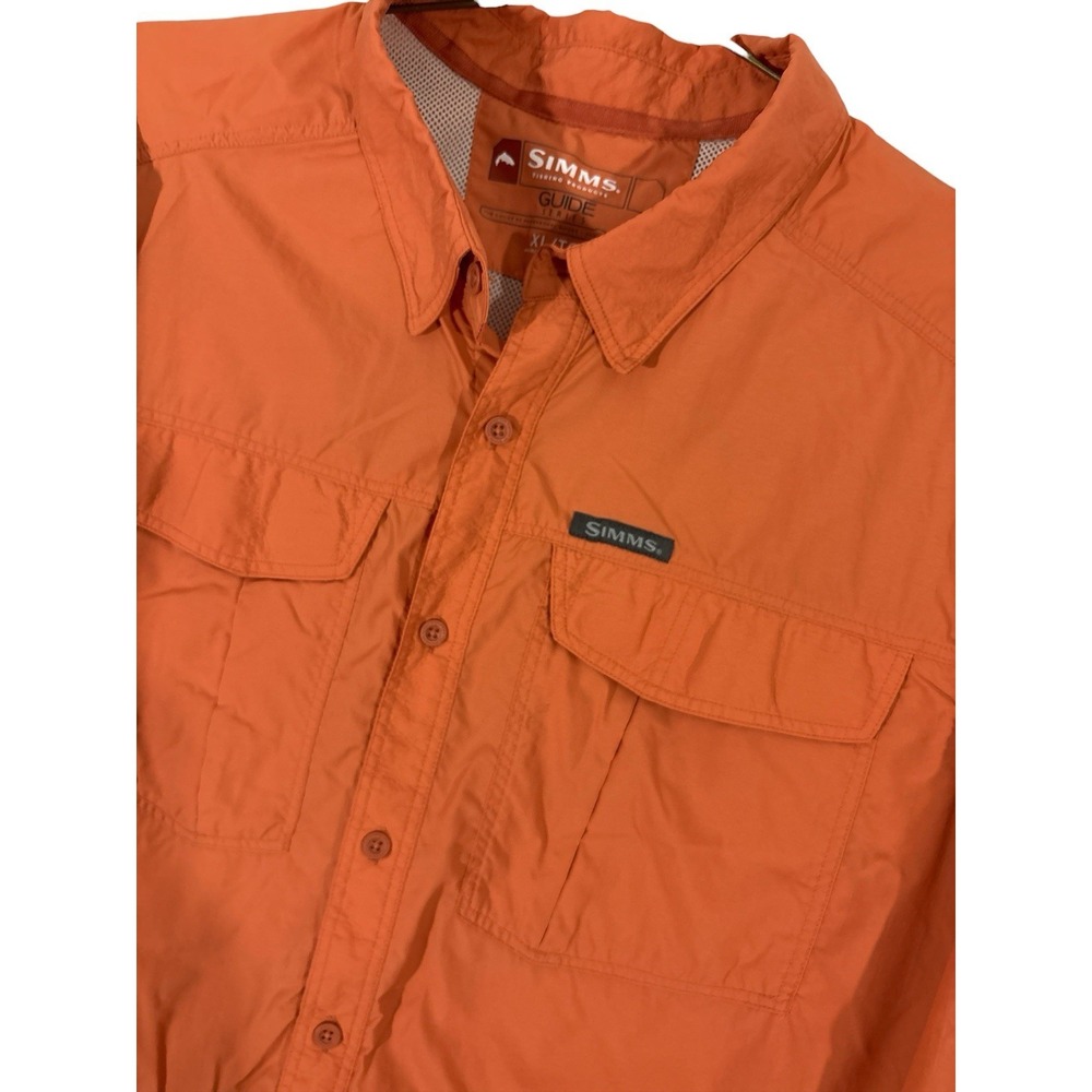 SIMMS FISHING GUIDE SERIES SHIRT MENS XL ORANGE LIGHTWEIGHT VENTED